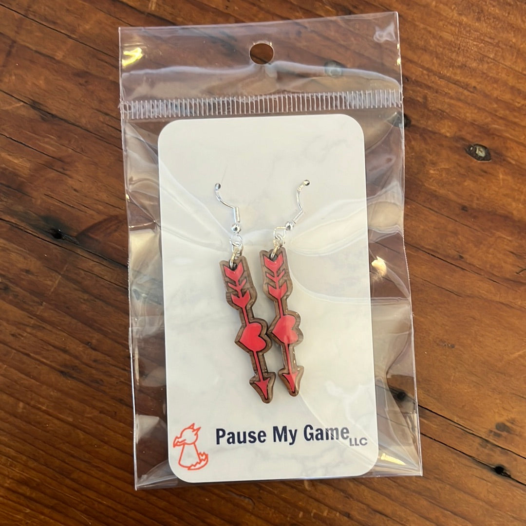 ARROW SHAPED PINK RED EARRINGS