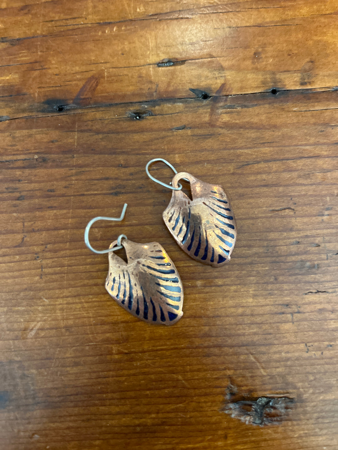 Brass leaf earrings