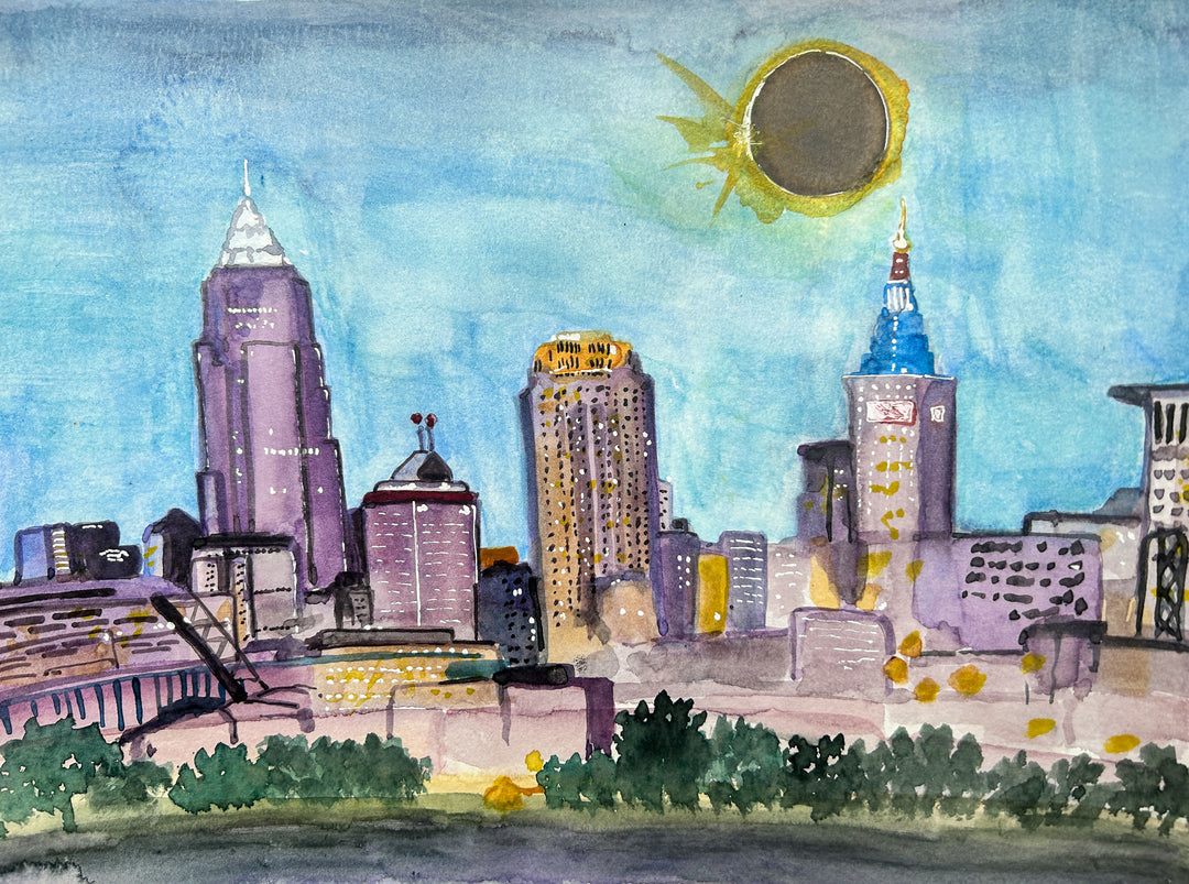 Cleveland Eclipse Original Framed Artwork