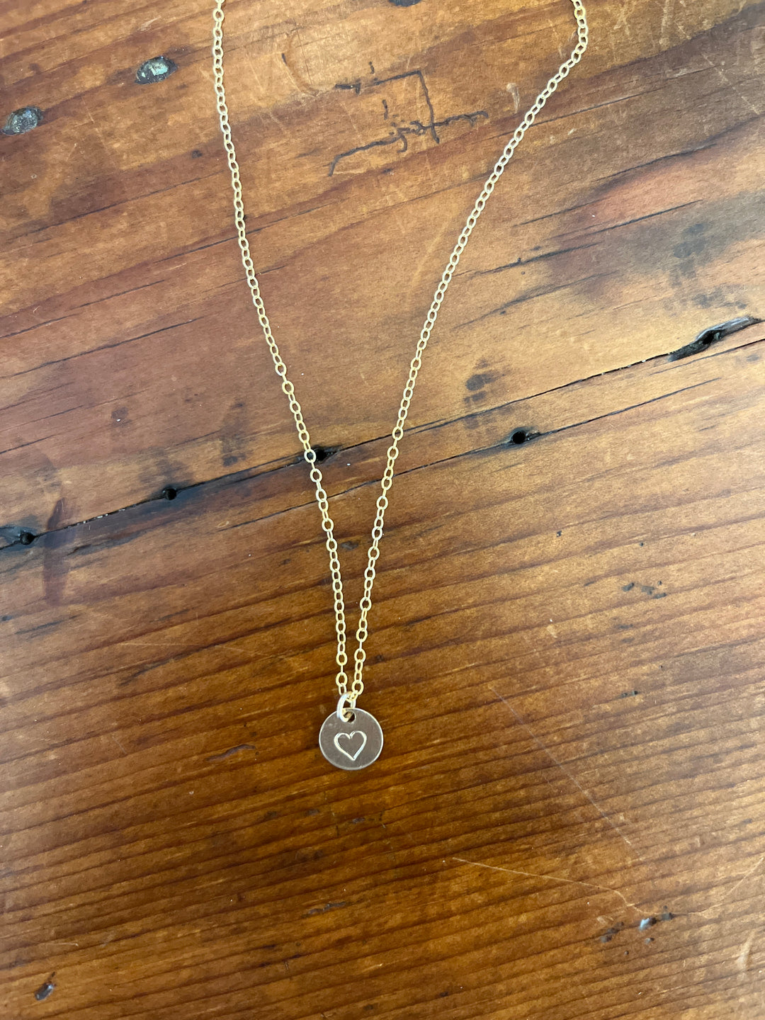 Heart Stamped Gold Necklace