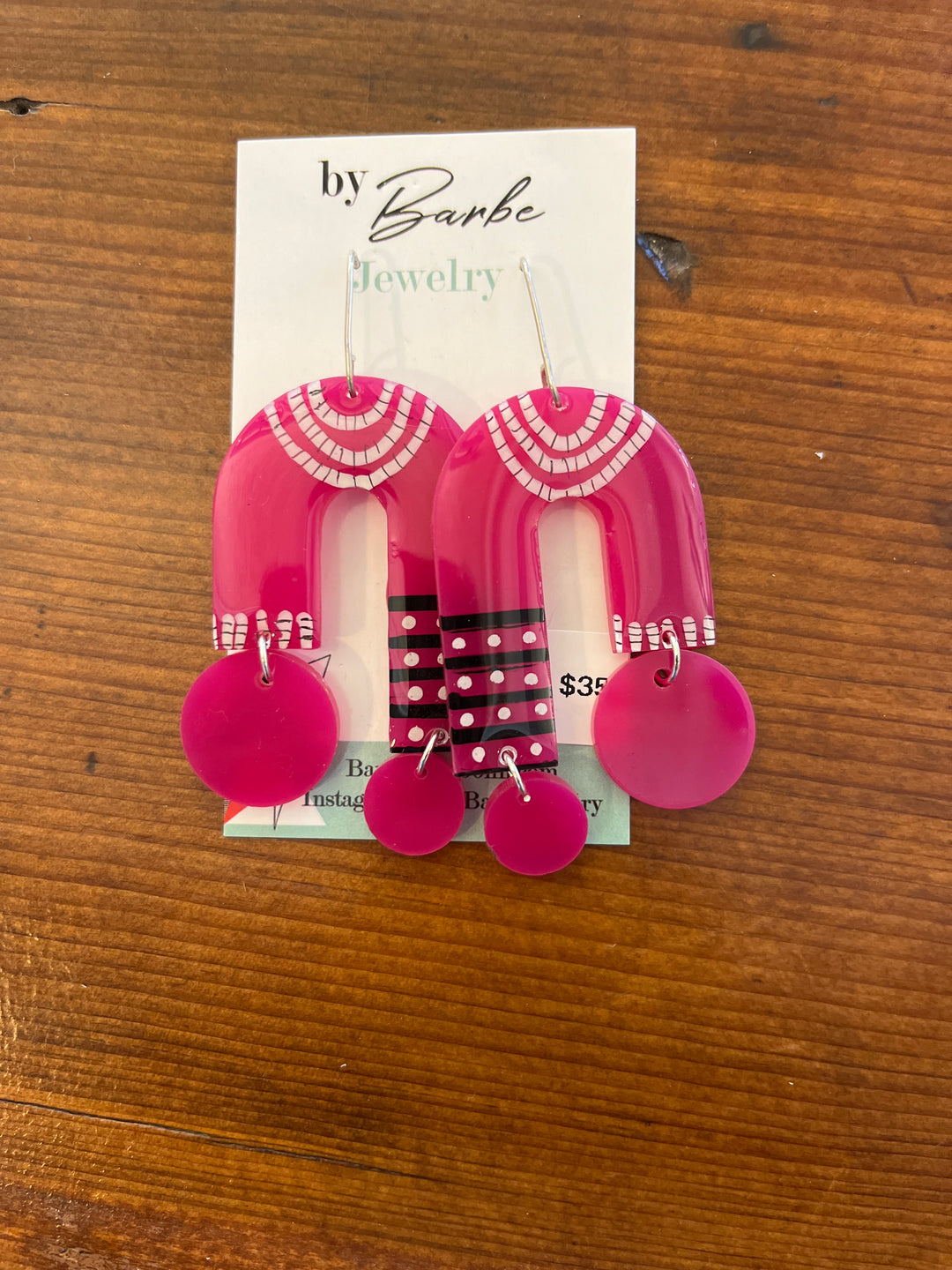 Tribal Painted Magenta Mobile Earrings