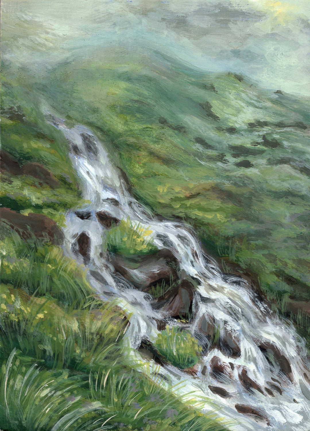 Foggy Waterfall Print