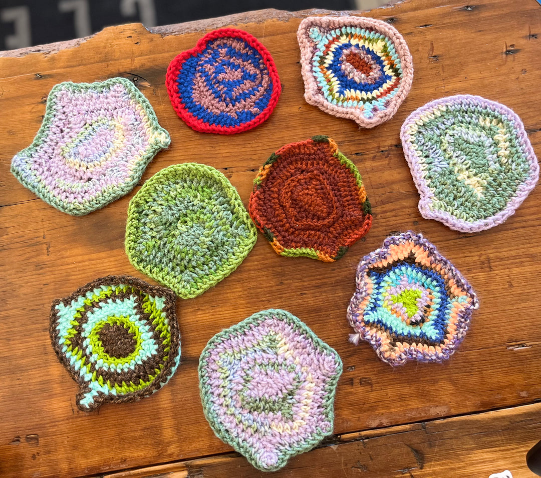 Free Form Crochet Cell Coasters