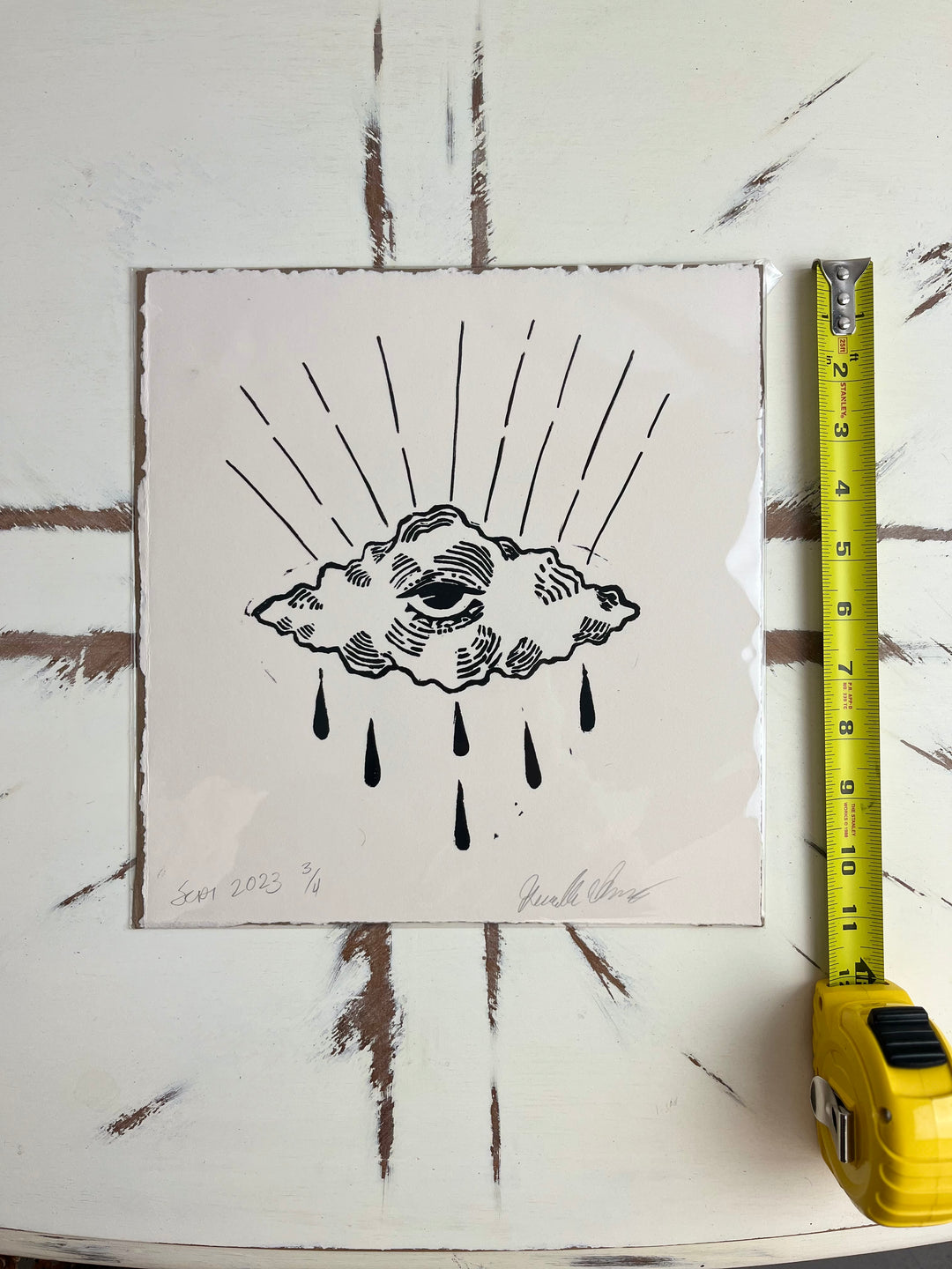 Rain Cloud Block Print