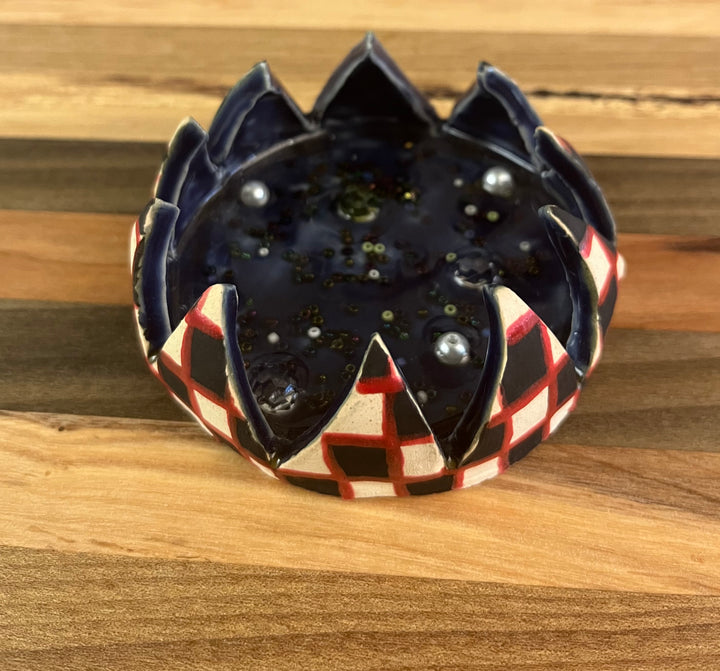 Red, White, Black Checked Dish