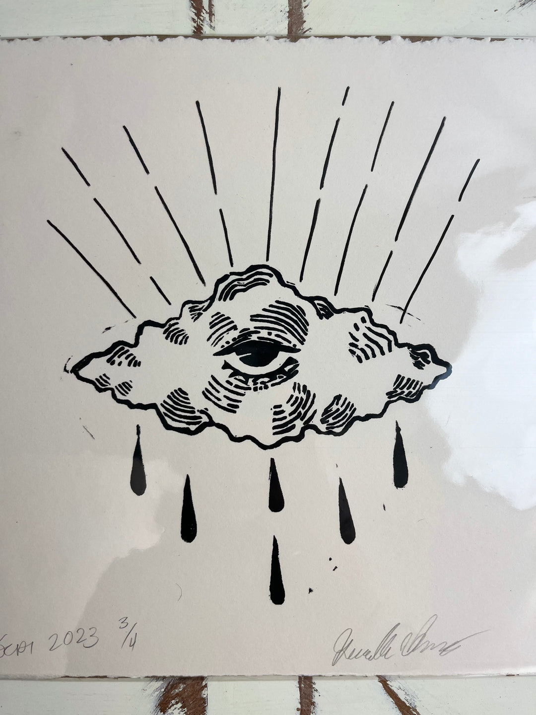 Rain Cloud Block Print