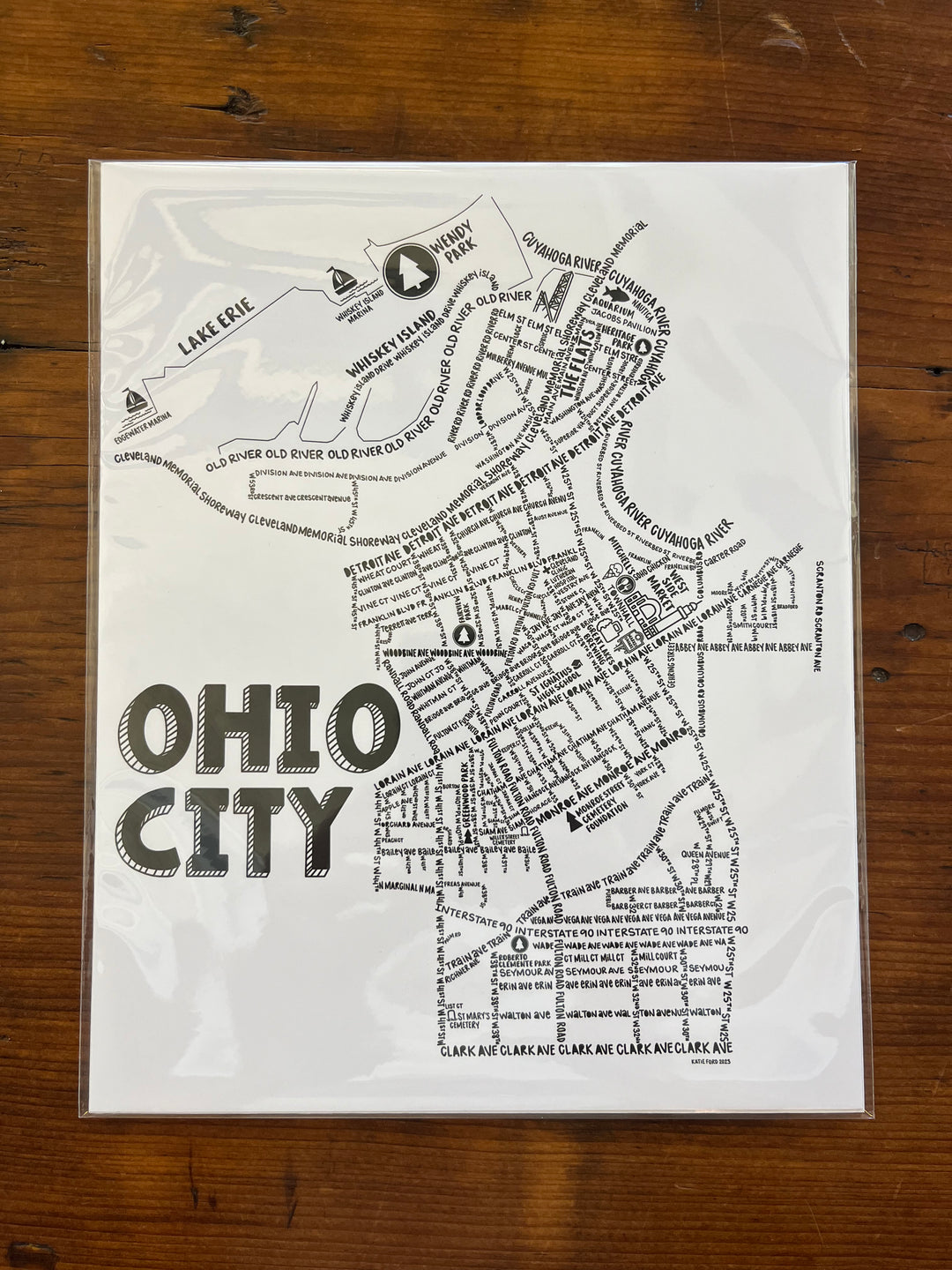 Ohio City Map 8x10